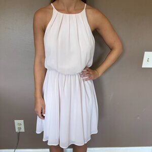 Blue Rain Blush Pink Pleated Halter Dress – Size S